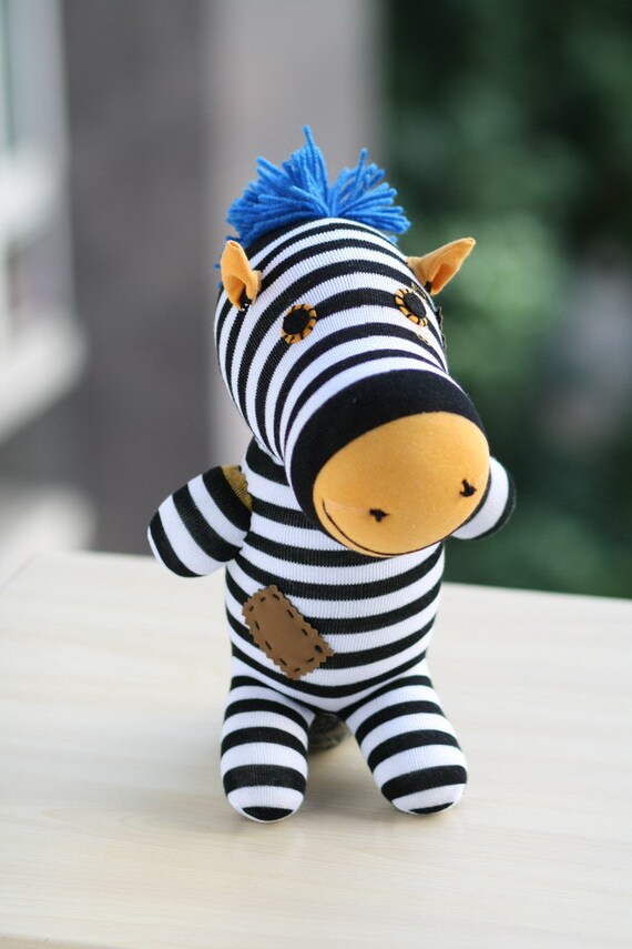 T8 Stuffed Zebra doll toy plush Colored zebra by Toyapartment
