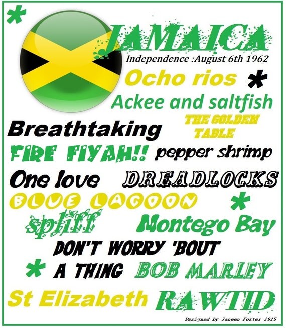 8x10' print of Jamaican word art and all the by HandmadebyLadyJ