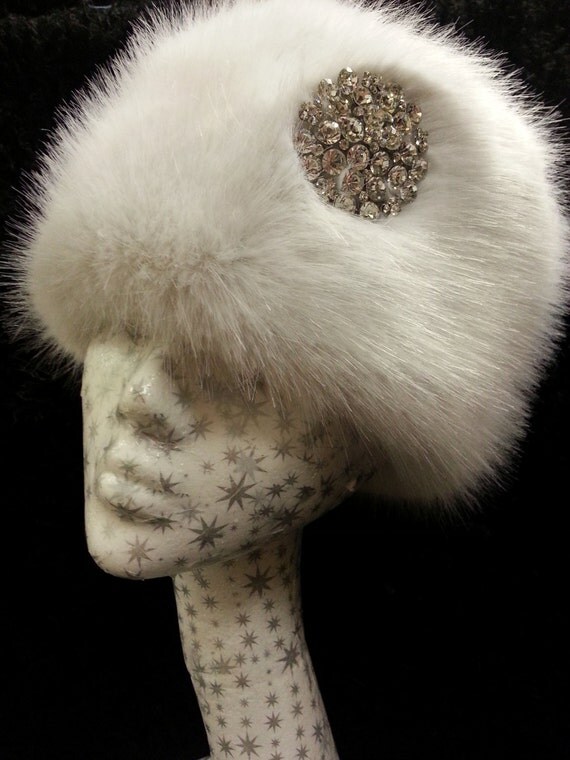 white faux hat
