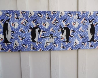 Penguin table runner for the holiday table.