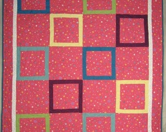 Baby Quilt, Pink with Stars