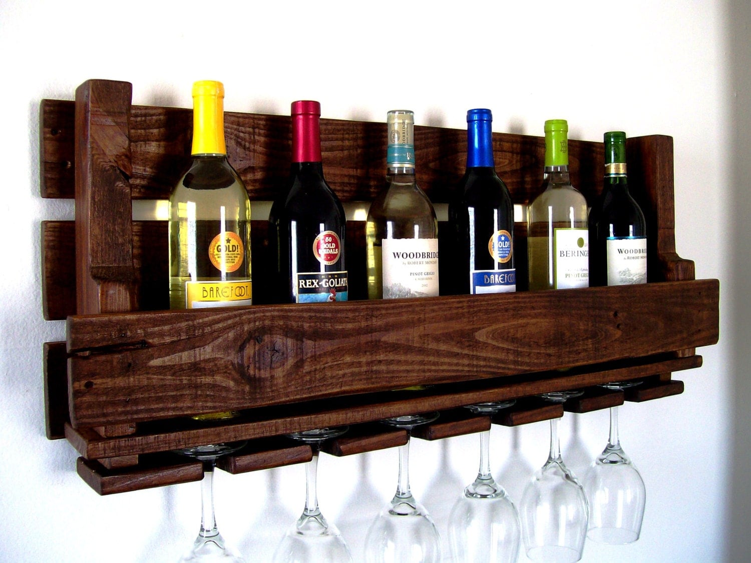 Reclaimed Wood Wine Rack Wine Bottle Wine Glass Pallet Wood