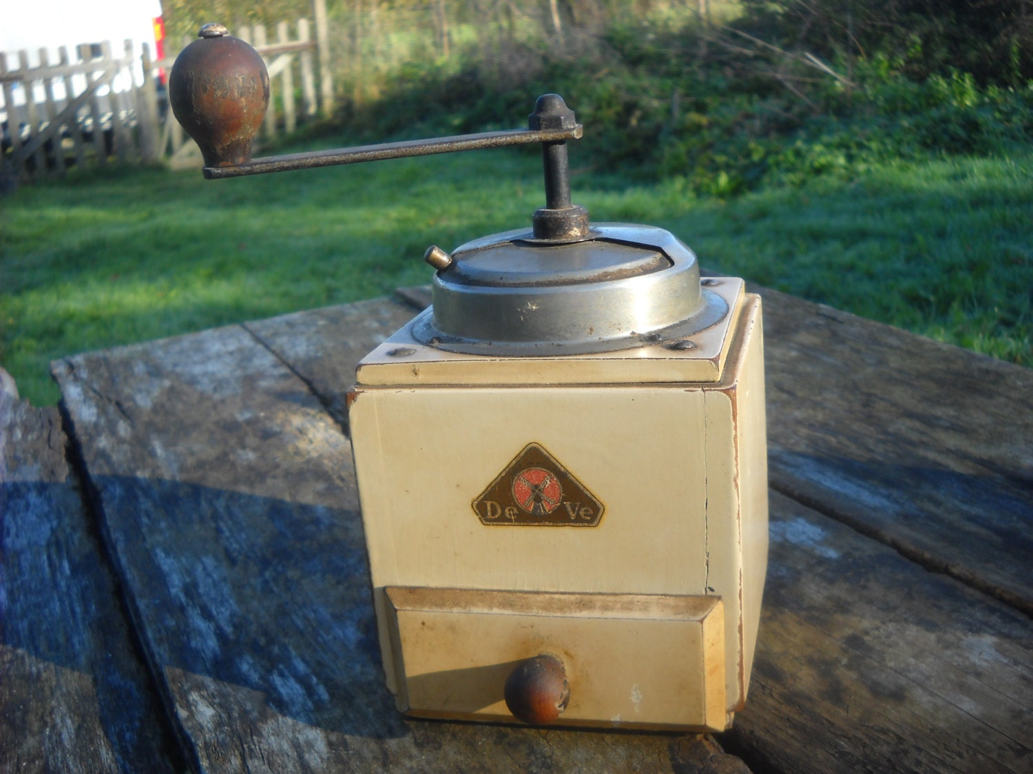 Vintage Dutch Coffee Grinder with Metal by AntiqueFrenchVintage
