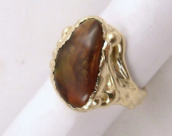 Fire Agate Ring 14k yellow gold