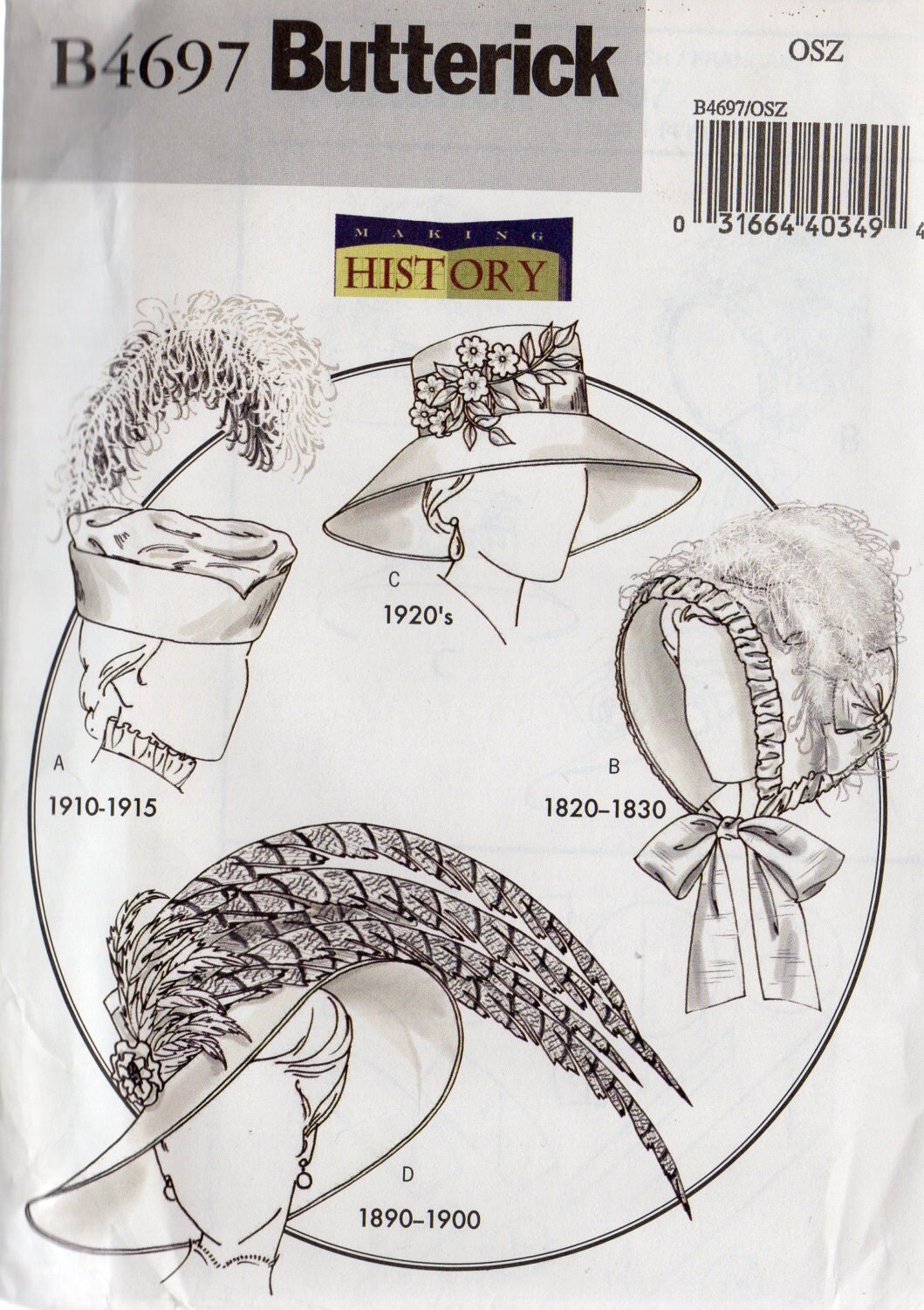 Butterick Making History Pattern 4697 HATS and