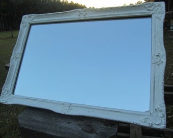 Shabby chic mirror, white mirror, vintage mirror, mirror, frame,French decor,ornate mirror,