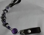 Purple Indonesian Bead, Amethyst Crystals & Pearls, Tibetan Silver, Fancy Single, One-Ear Bling “Browband” for Western headstalls
