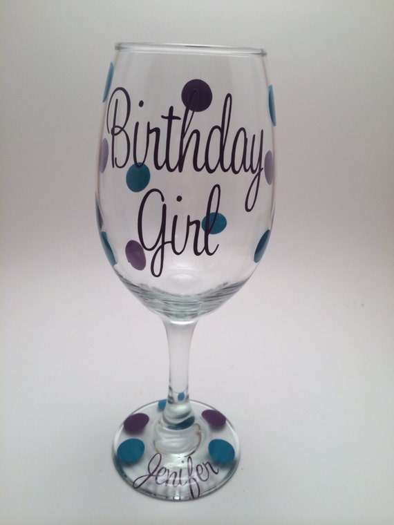 Personalized Birthday Girl Wine Glass Birthday Gift Happy