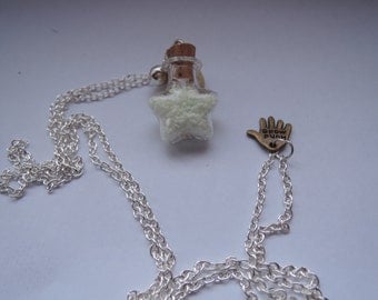 Find your Way home Glow in the Dark Glass Star Pendant necklace handmade ooak on silver chain