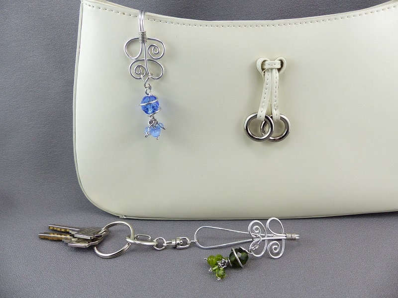FIVE Jewel Purse Key Chain Finder Hooks Key by WireExpressions