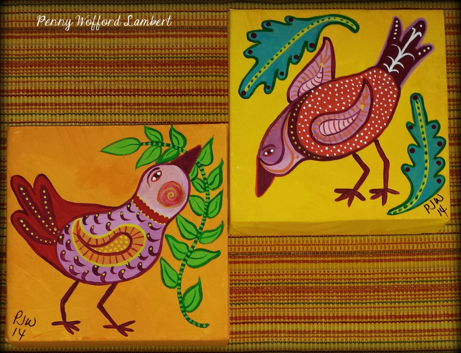 Folk Art Bird Paintings Folk Art Birds Bird by MissPennyWhistle