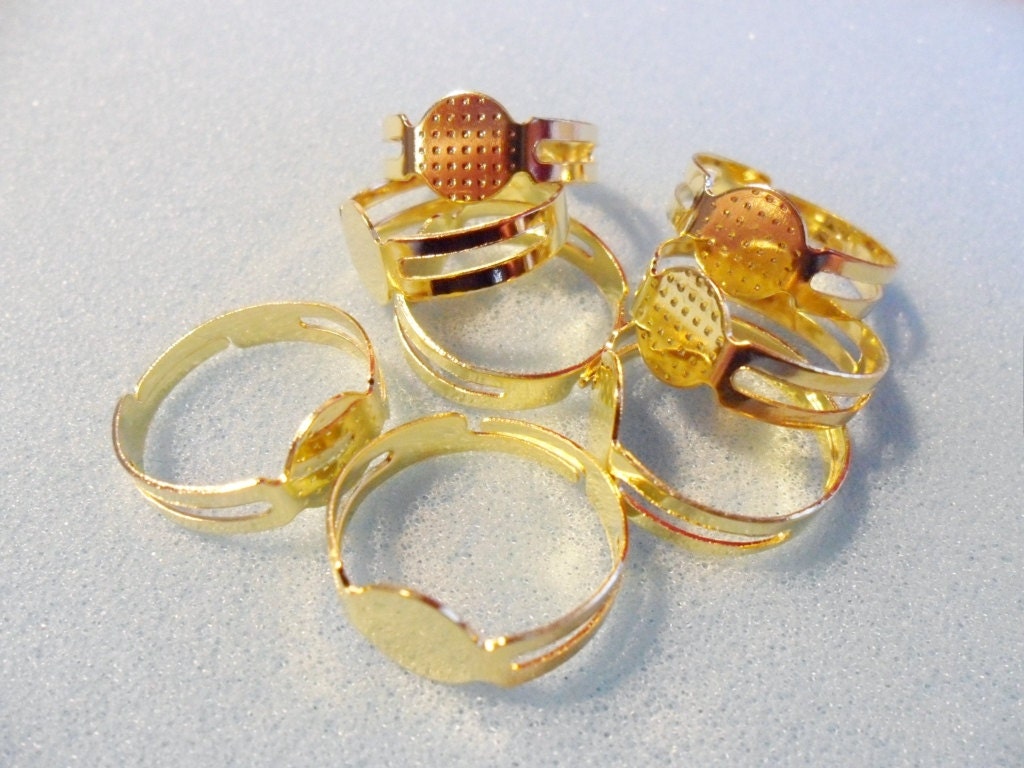 8 adjustable ring blanks gold plated ring blanks 8mm ring