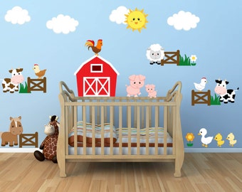 Kids Room Wall Decals - Farm Wall Decals - Farm Animal Decals - Farm Animal Nursery Decor