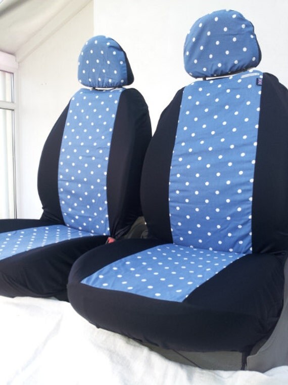 Car seat covers Denim Blue polka spot. fit all car van and