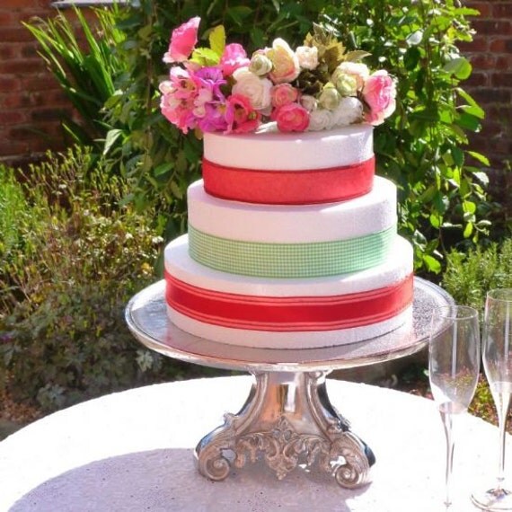 Silver metal very large wedding cake stand by CakeStandLand