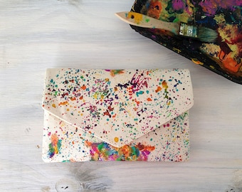 Map of the world hand painted envelope clutch by MyALaModeBoutique