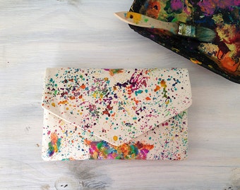 Map of the world hand painted envelope clutch by MyALaModeBoutique