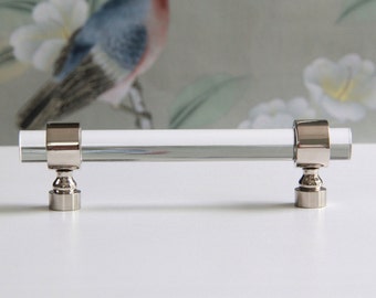 1/2" Dia. Polished Nickel or Chrome Drawer Pull - Lucite Cabinet Handle
