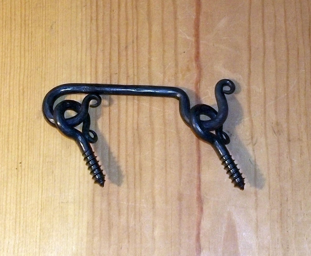 3 inch Wrought Iron Hook and Eye Set Blacksmith Handcrafted