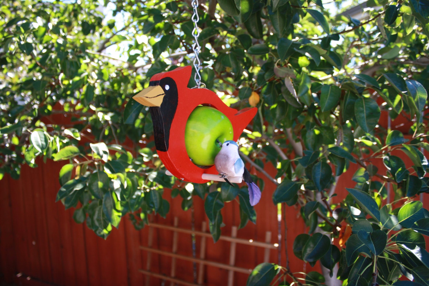 Cardinal fruit or suet bird feeder by abirdthing on Etsy