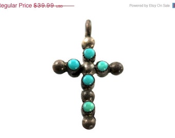 Fashion Jewelry Sale Zuni Turquoise Double Sided Holy Cross Pendant ...