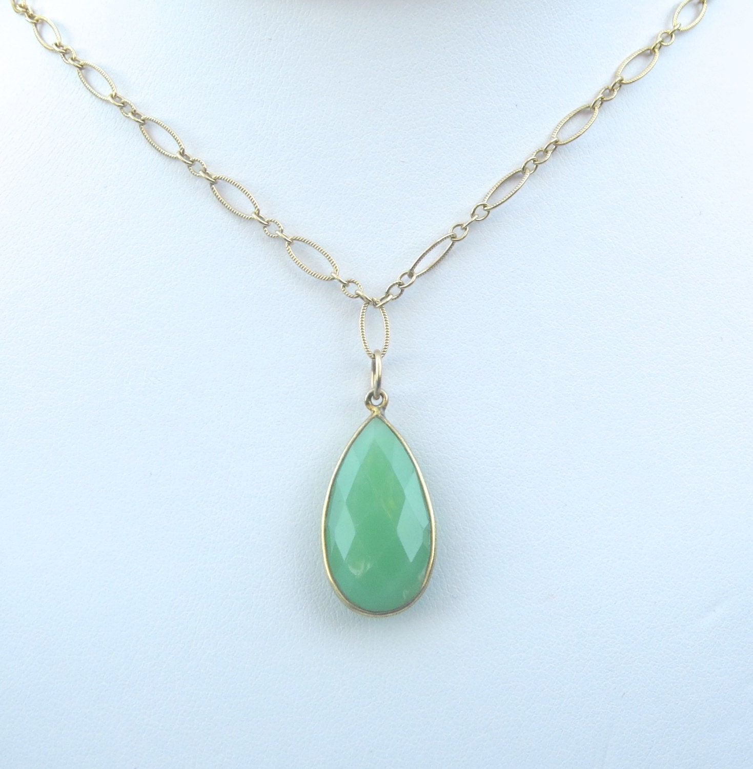 Chalcedony Green in Sterling Silver Necklace by CindyAdamsJewelry