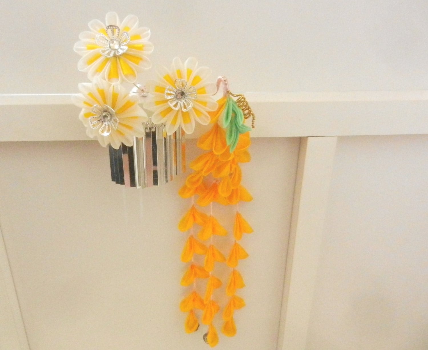 Ornement Capillaire Kanzashi Japonais - Inspiré Des Maiko/Geisha - Fleur Multicolore En Coton - Neuf