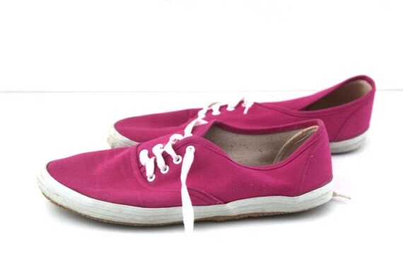 Vintage 80s canvas shoes pink womens 10 magenta