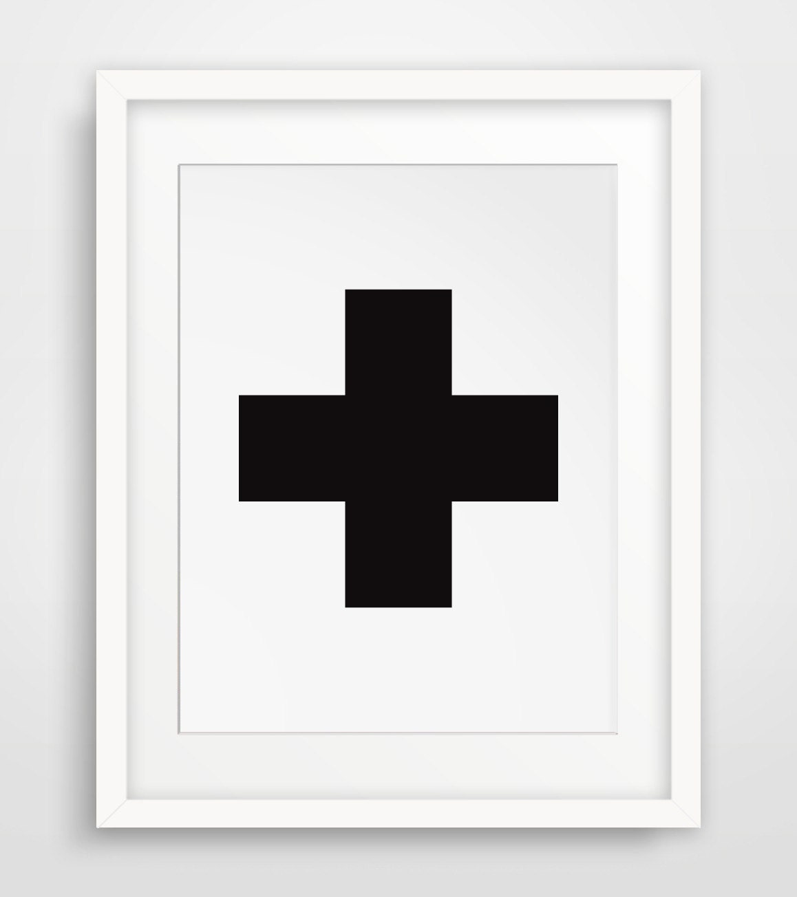 Swiss Cross Plus Sign Black Swiss Cross Black White Wall