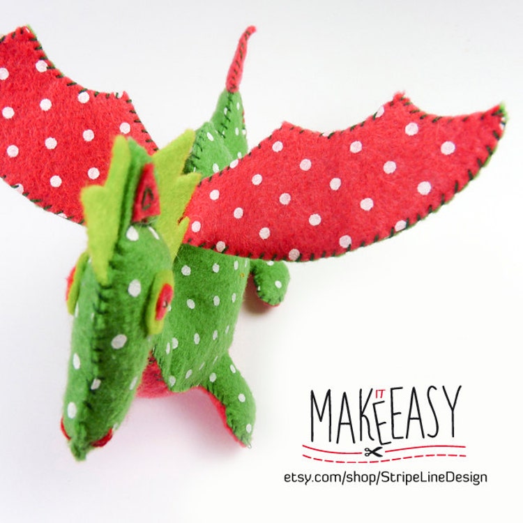 Dragon Felt pattern and Tutorial DIY Making by StripeLineDesign