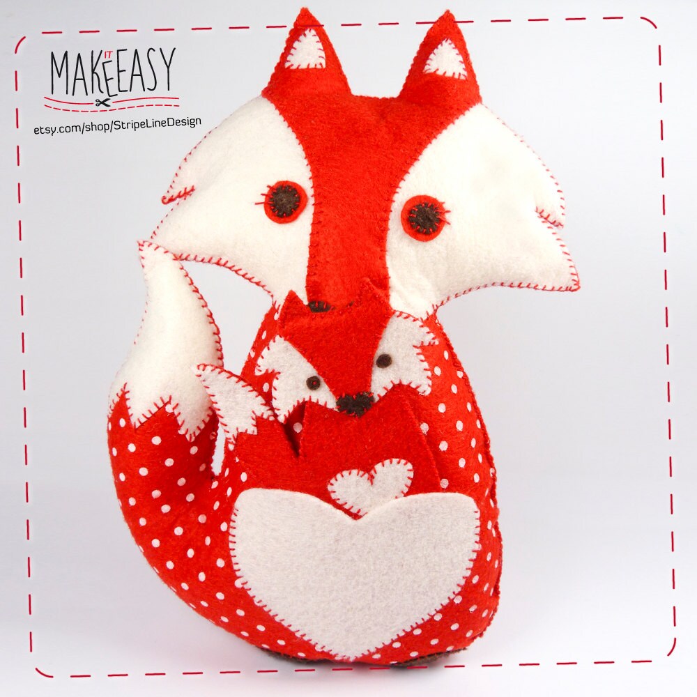 Felt Fox and fox baby Felt pattern and Tutorial DIY