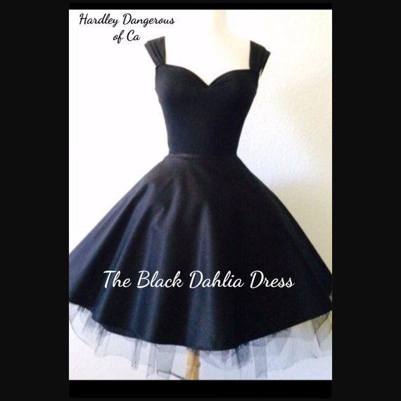 Ready To Ship, Size Small Black Dahlia Dress, Capped Sleeves ...