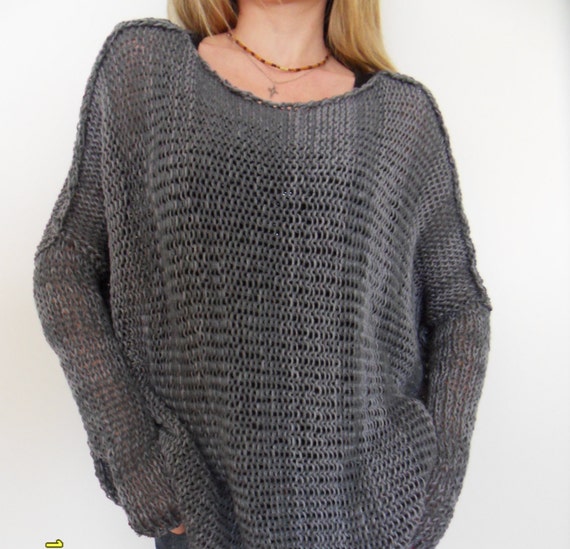 Oversize Women cotton chunky knit sweater Bulky/slouchy/loose