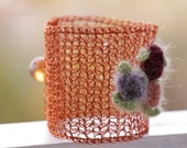 Copper wire bracelet.Ð¡opper jewelry  with flowers.Original gift.Crocheted Wire Bracelet. Handmade.Wire bangle cuff modern bracelet.Modern.
