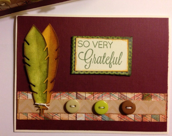 Fall greeting card / Gratitude card / so Grateful/ Handmade / Autumn card /Thanksgiving /Holiday Cards
