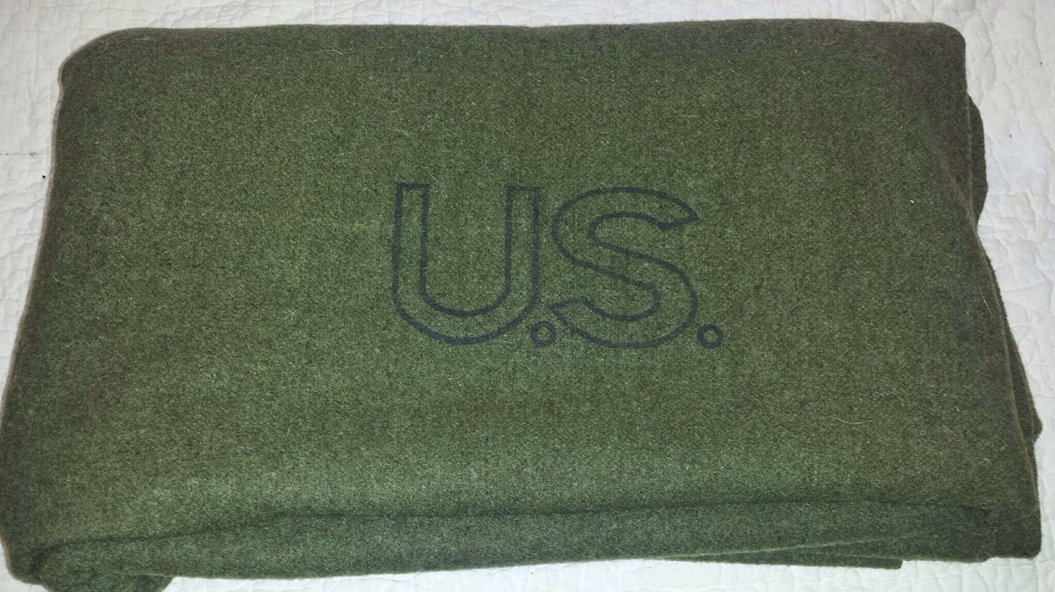 RESERVED Vintage US ARMY Wool Blanket Green