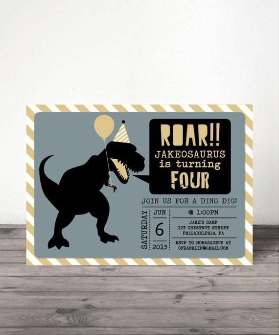 Dinosaur Birthday Invite - Dino Birthday - Roar! - Dinosaur Birthday Invitation - Printable Invitation
