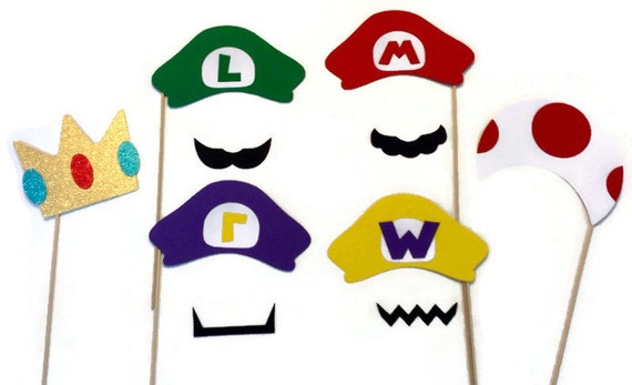 Photo Booth Props Super Mario Themed 10 Piece Set