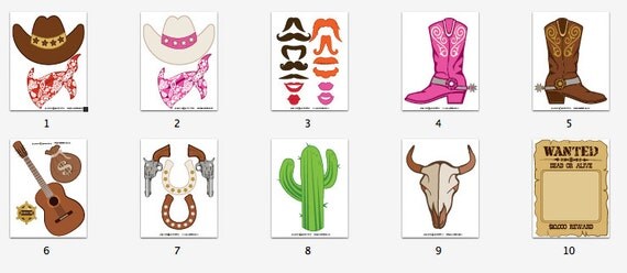 Cowboy Photo Booth Props Diy Instant Download Adobe Reader