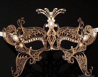 Children's Masquerade Mask, Gold Mask, Kid's Petite Mask, Gold Masquerade Mask, Toga Party Costume, Mask with Rhinestones