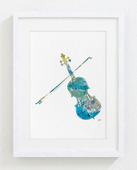 Violin Art Watercolor Painting 5x7 Archival Print Violin