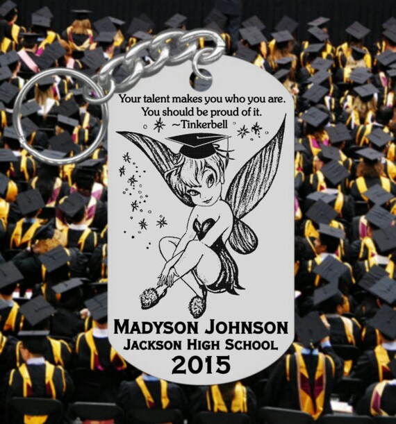 Tinkerbell Graduation Keychain Gift, Engraved and Personalized Free