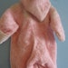 Vintage Pink Baby Snowsuit Furry Fleece White Trim Foldover Mitten Cuffs Zipper Size 6 months