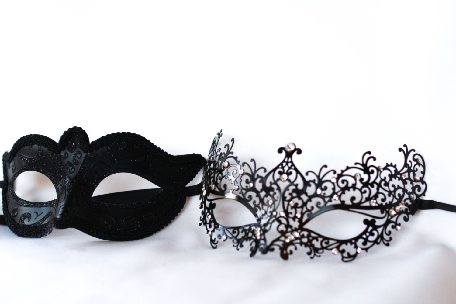 His and hers masquerade black mask couples perfect black