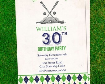 Printable Vintage Golf Birthday Invitation/ Retirement Card/ 30th, 40th, 50th Birthday