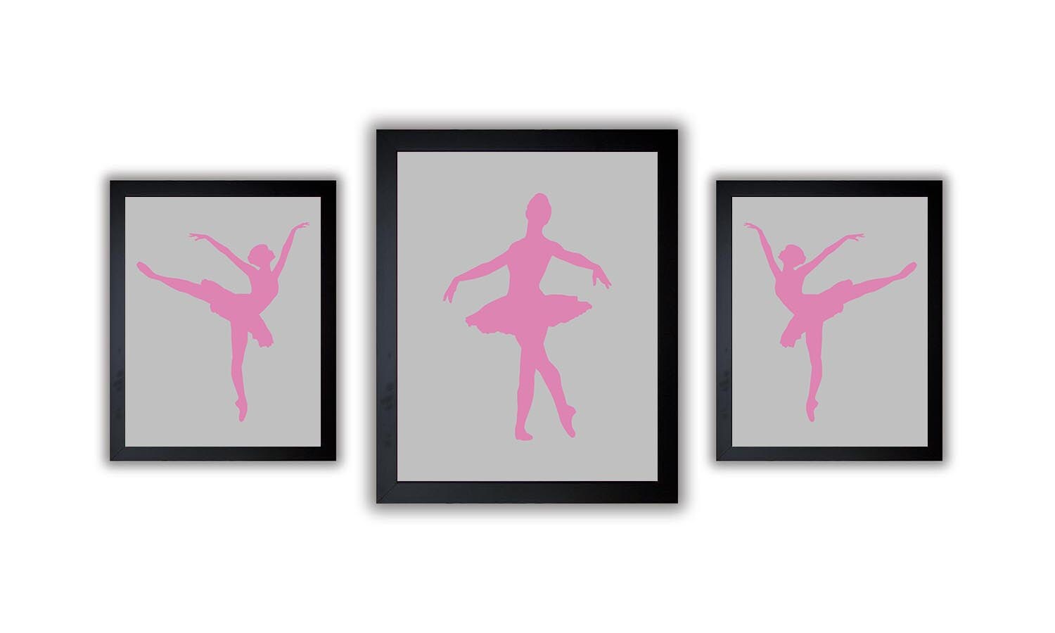 Ballerina Ballet Dancer Pink Grey Gray Girls Room Print Set of 3 Girls Art Nursery Art Print Child B