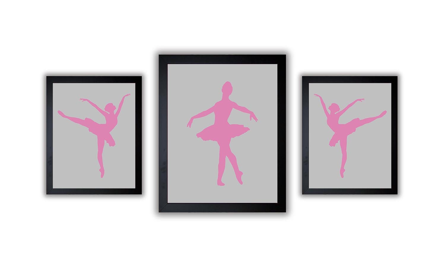 Ballerina Ballet Dancer Pink Grey Gray Girls Room Print Set of 3 Girls Art Nursery Art Print Child B