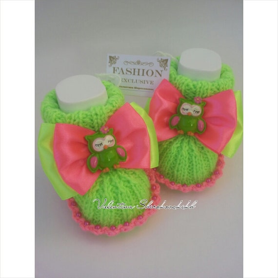 Adorable knitted booties.Owls.Knitted booties for от Exclusive72