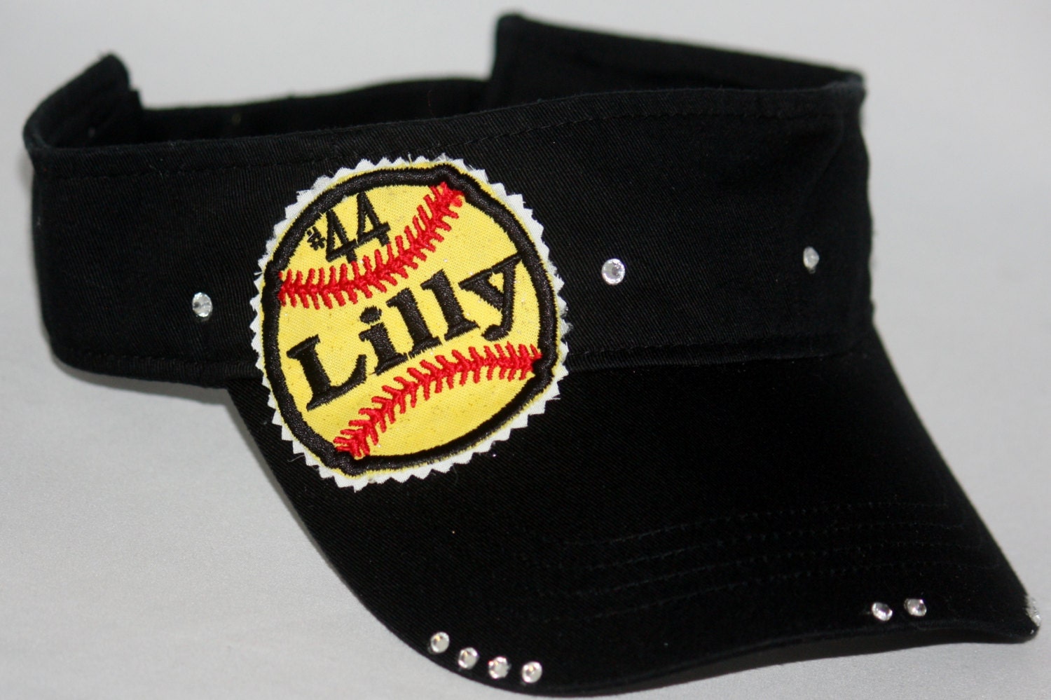 Custom softball visor or baseball visor. Embellished with