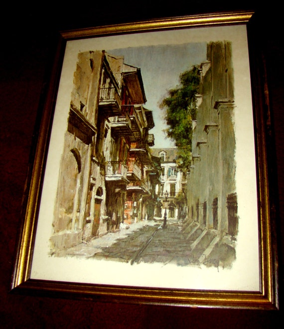 Don Davey Framed Vintage 1968 Art Lithograph print of